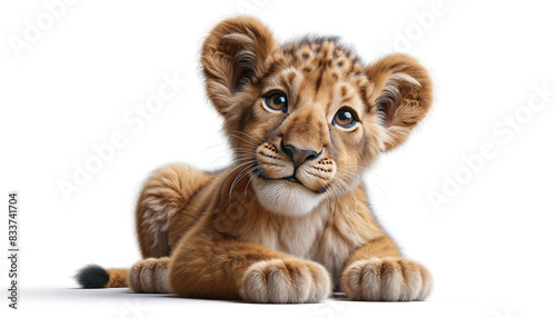 lion cub isolated  on the transparent background.