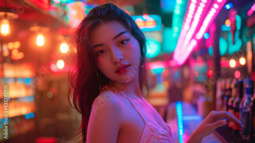 Wallpaper Mural Asian woman in a bar. Torontodigital.ca