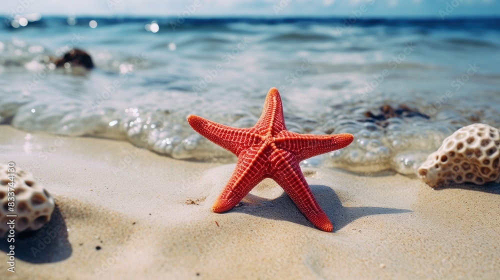 Starfish on the summer beach in sea water. Underwater ocean background, Starfish on a sandy tropical beach, Starfish on a Caribbean beach in summer make for a nice vacation and relaxation-like feeling Starfish on the summer beach in sea water. Underwater ocean background, Starfish on a sandy tropical beach, Starfish on a Caribbean beach in summer make for a nice vacation and relaxation-like feeling