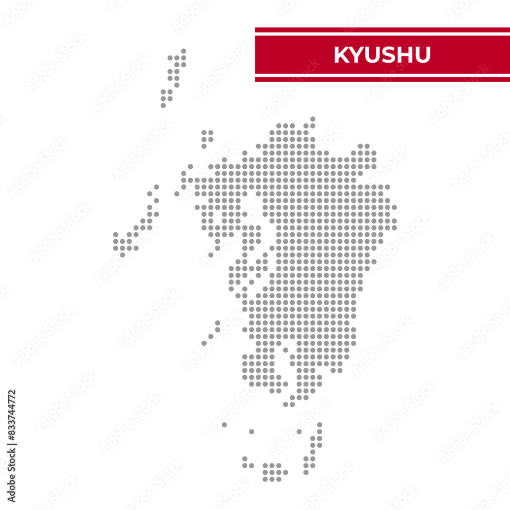 Obraz premium Dotted map of Kyushu Region in Japan