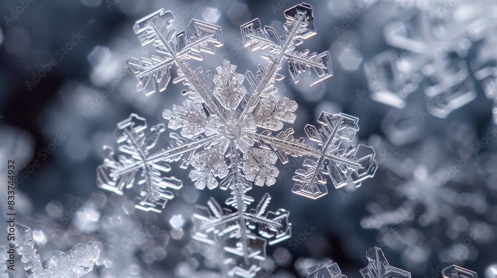 Abstract Snow Crystals, Detailed close-ups of snow crystals creating intricate abstract designs Abstract Snow Crystals, Detailed close-ups of snow crystals creating intricate abstract designs
