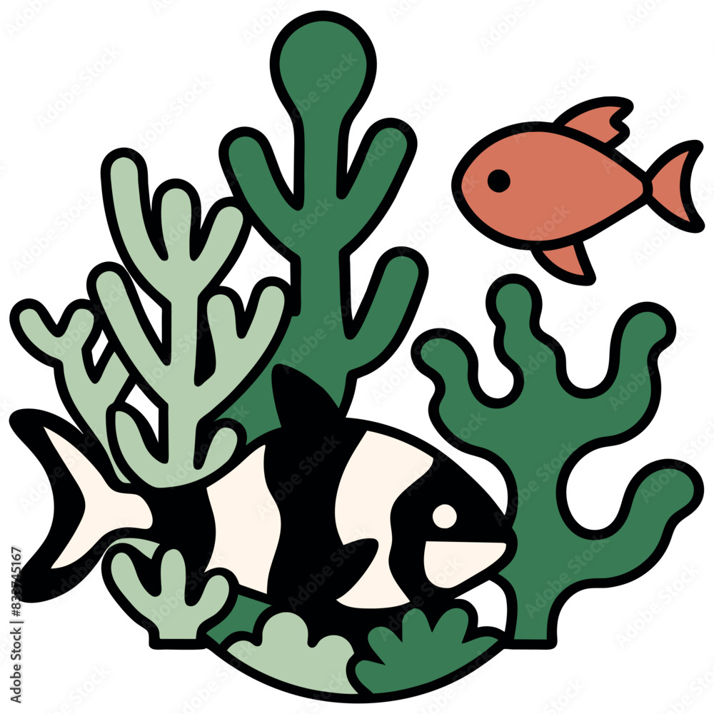 A vibrant underwater scene teeming with marine creatures. A vibrant underwater scene teeming with marine creatures.