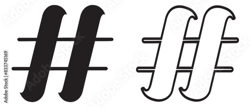 Hashtags icon vector, hashtag sign and symbol isolated on white background, black hashtag icon.vector illustration.