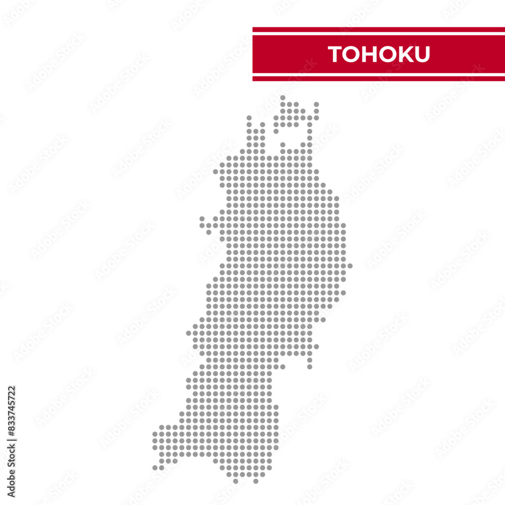 Dotted map of Tohoku Region in Japan Stock Vector | Adobe Stock