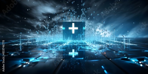 Digital Health Innovations: Incorporating Medical Cross and Plus Symbols. Concept Healthcare Technology, Medical Innovations, Digital Health Trends, Cross and Plus Symbols usage photo