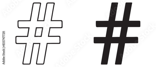 Hashtags icon vector, hashtag sign and symbol isolated on white background, black hashtag icon.vector illustration.