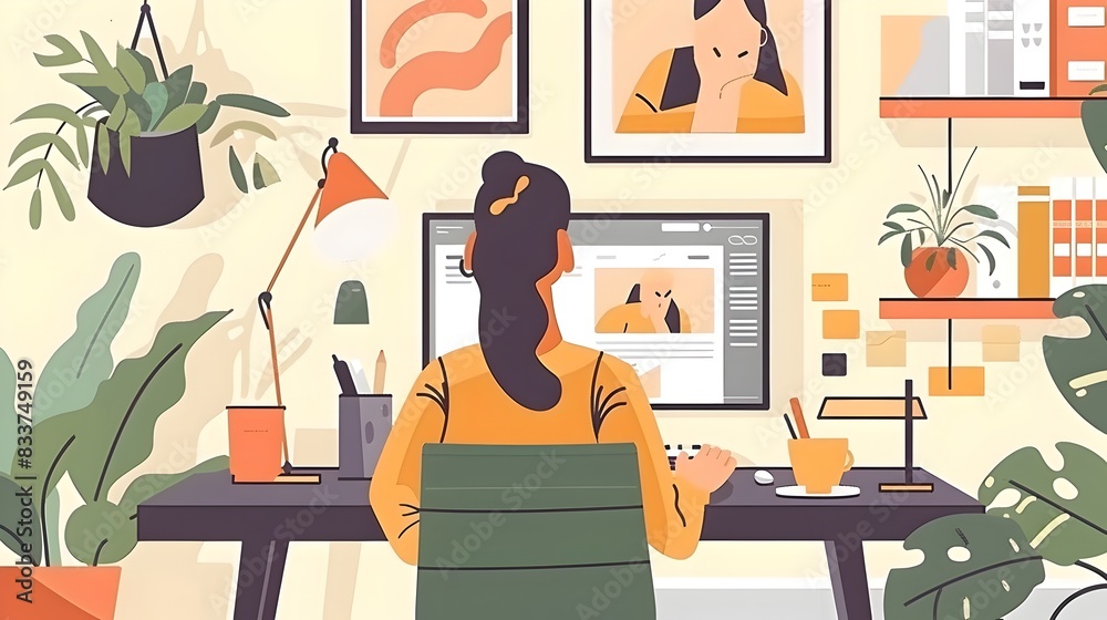 Embracing Flexibility: Remote Work Concept through Video Call in a Home Office