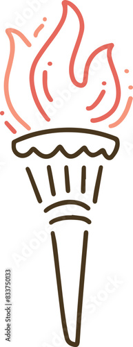 Torch Olympics sports outline doodle red orange