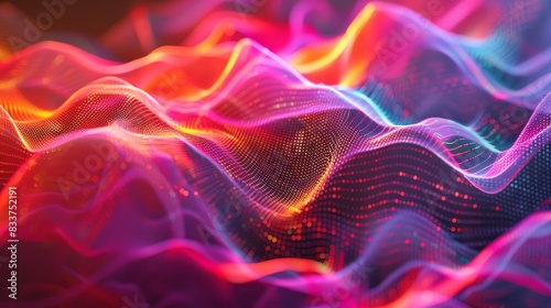 Abstract Sound Waves, Visualizations of sound waves in bright, contrasting colors