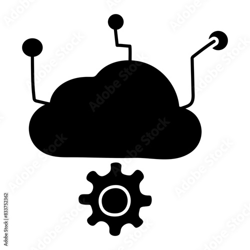 A solid design icon of cloud setting

