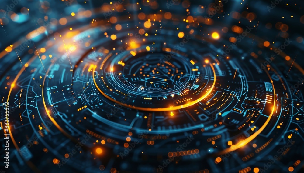 A close up of a glowing orange circle with a blue center by AI generated image A close up of a glowing orange circle with a blue center by AI generated image