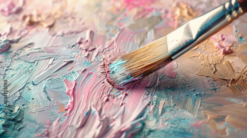 A high-angle shot of a paintbrush dipped in a palette of pastel colors, creating delicate strokes on a canvas, illustrating the soft and subtle beauty of tinted artwork. A high-angle shot of a paintbrush dipped in a palette of pastel colors, creating delicate strokes on a canvas, illustrating the soft and subtle beauty of tinted artwork.