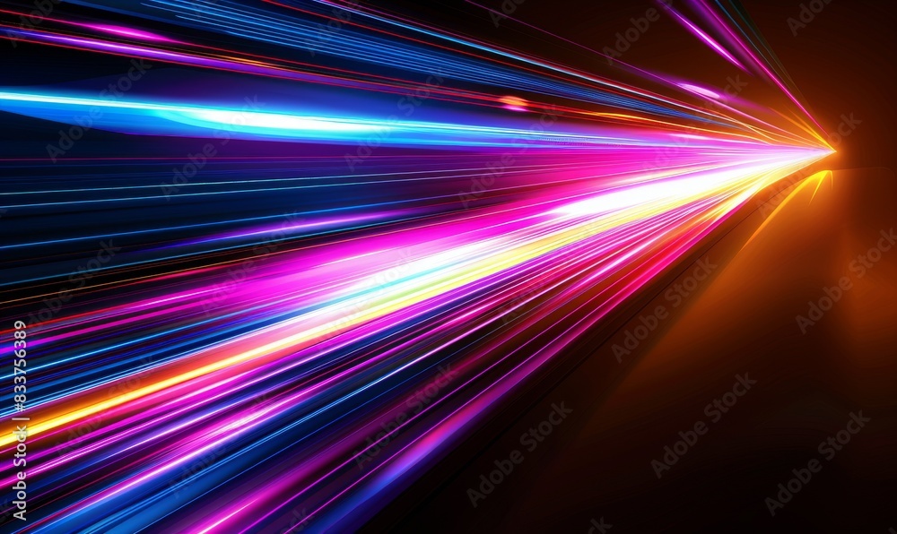 The neon futuristic flashes are placed on a black background. The motion light lines are in the backdrop. Created using generative AI tools, this image is suitable for banners, postcards, and The neon futuristic flashes are placed on a black background. The motion light lines are in the backdrop. Created using generative AI tools, this image is suitable for banners, postcards, and