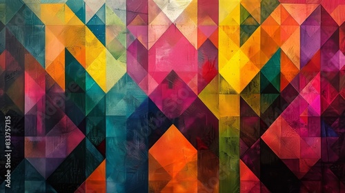 Abstract Geometric Patterns, Complex geometric patterns with high contrast and vibrant colors photo