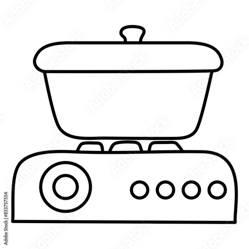 A line design icon of stove

