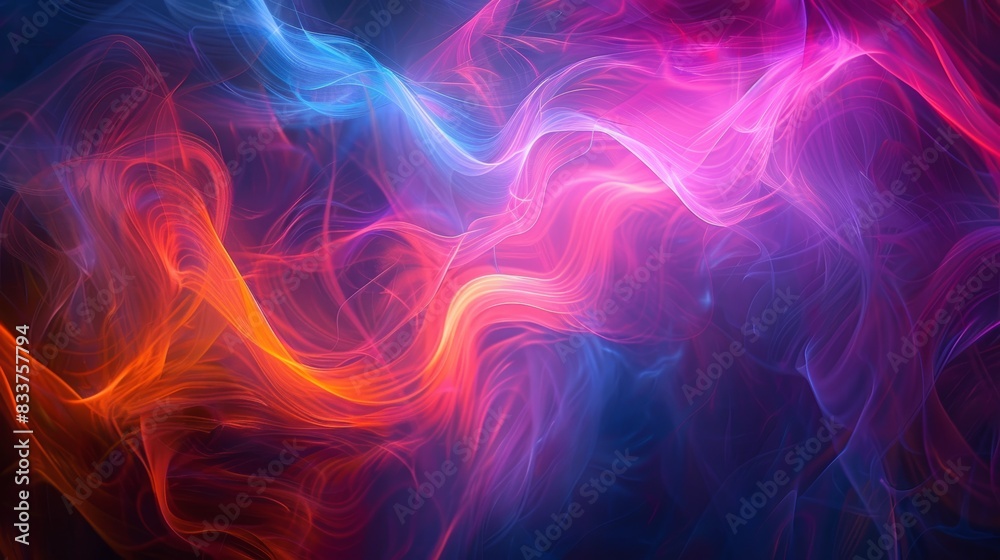 An abstract neon light painting, with swirling patterns and vibrant colors, creating a sense of movement and energy that is both mesmerizing and captivating.