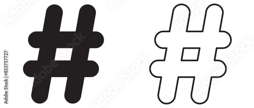Hashtags icon vector, hashtag sign and symbol isolated on white background, black hashtag icon.vector illustration. photo