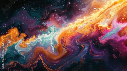 Abstract Geysers, Artistic representations of geysers with dynamic shapes and bright colors photo
