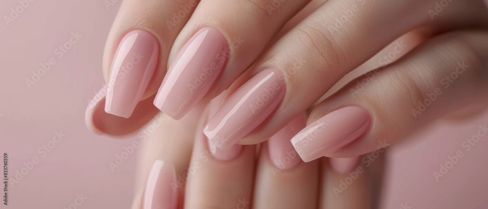 Neutral gel polish manicure on square nails, elegant hand close-up. Beautiful square nails with trendy neutral gel polish colors. Neutral gel polish manicure on square nails, elegant hand close-up. Beautiful square nails with trendy neutral gel polish colors.