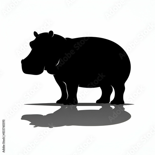 a simple black silhouette of a hippo on a white background