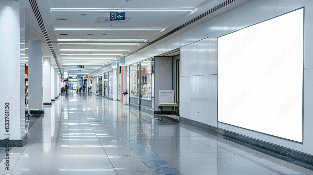 Fototapeta premium Prime advertising space in a bustling department store. Large, blank billboard with ample space for creative messaging.