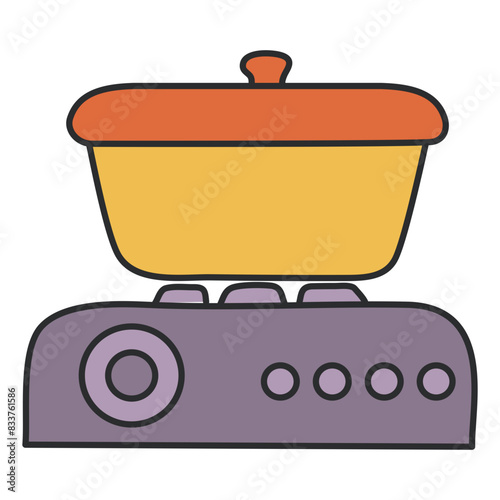 A colored design icon of stove

