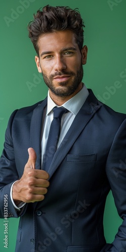 Businessman in Suit Giving Thumbs Up