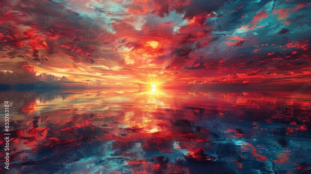 Abstract Sunsets, Artistic representations of sunsets with exaggerated colors and surreal elements
