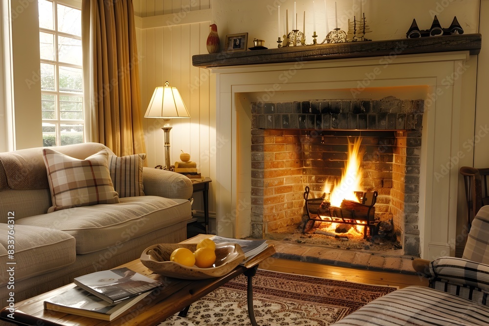 Cozy Living Room with Fireplace and Comfortable Seating Cozy Living Room with Fireplace and Comfortable Seating