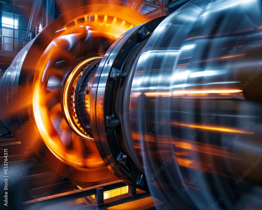 Large industrial machine with glowing turbine