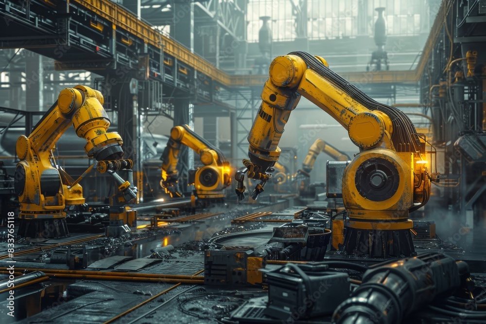 Automated robot arm machine used in smart factories, Industry 4.0 Automated robot arm machine used in smart factories, Industry 4.0