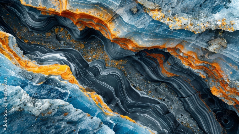 Abstract Glacier Patterns, Detailed close-ups of glacier patterns creating natural abstract designs