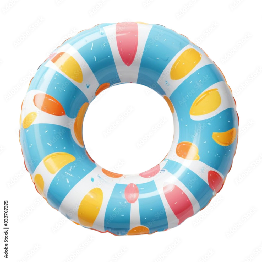 Fototapeta premium 3d inflatable swimming rings. pool rubber circle top and side view on Isolated transparent background png. generated with AI