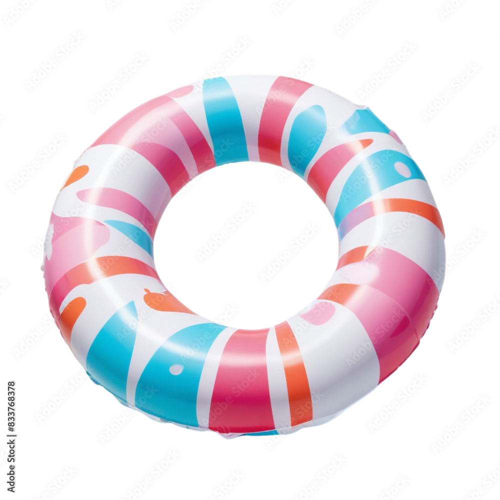 Fototapeta premium 3d inflatable swimming rings. pool rubber circle top and side view on Isolated transparent background png. generated with AI