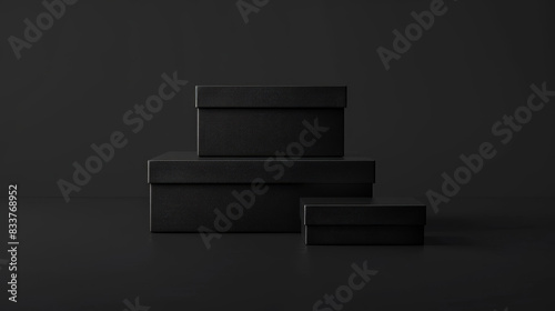 Three black boxes stacked on top of each other photo