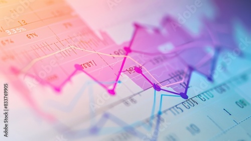 An abstract financial chart displaying an uptrend line graph with numbers, set against a gradient white background