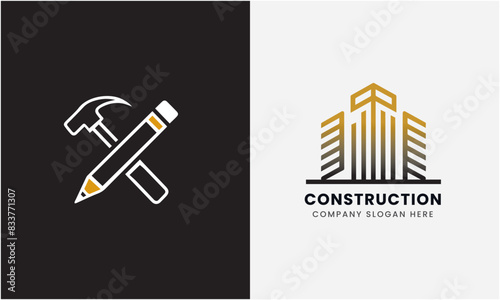 Construction icon, building icon, real-estate property house business logo vector concept  photo