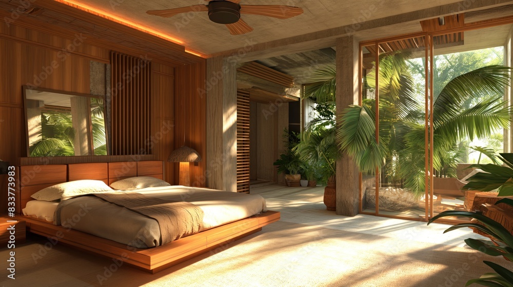 Fototapeta premium tropical nature bedroom interior design