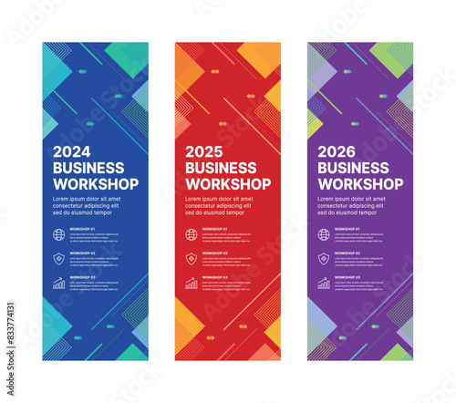 Set of business banner design templates in modern, abstract pattern style for schools, companies, workshops, events and presentations. Layout design template for banner, flyer, brochure, panel etc.