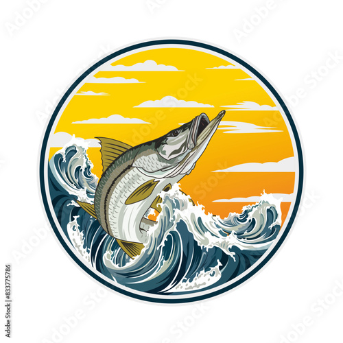 snook fishing illustration logo vector image t shirt