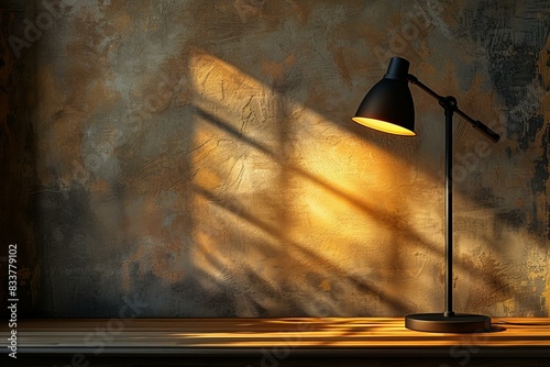 The light from a lamp shines onto a dinning room table photo