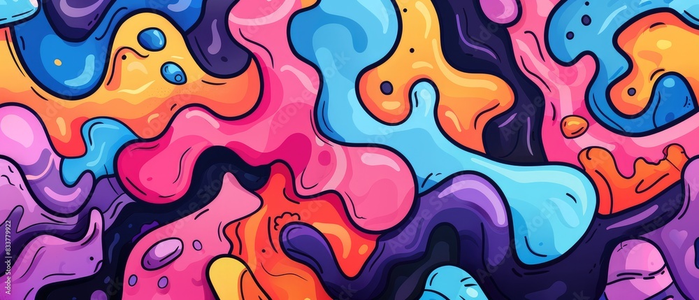 Obraz premium swirling patterns of blue orange pink and purple in an abstract painting that evokes the cosmic beauty of a nebula or the vivid imagination of a psychedelic dream