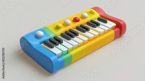 3d rendering of colorful electronic toy piano keyboard playful childrens musical instrument icon