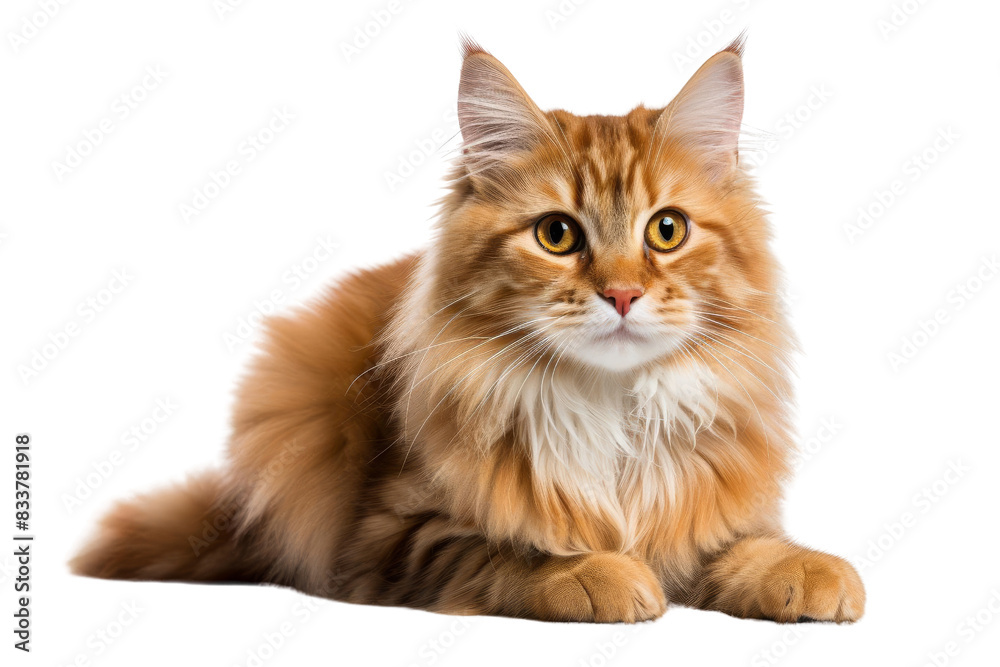 A ginger cat is sitting on a black background. The cat is looking at the camera with its green eyes. A ginger cat is sitting on a black background. The cat is looking at the camera with its green eyes.