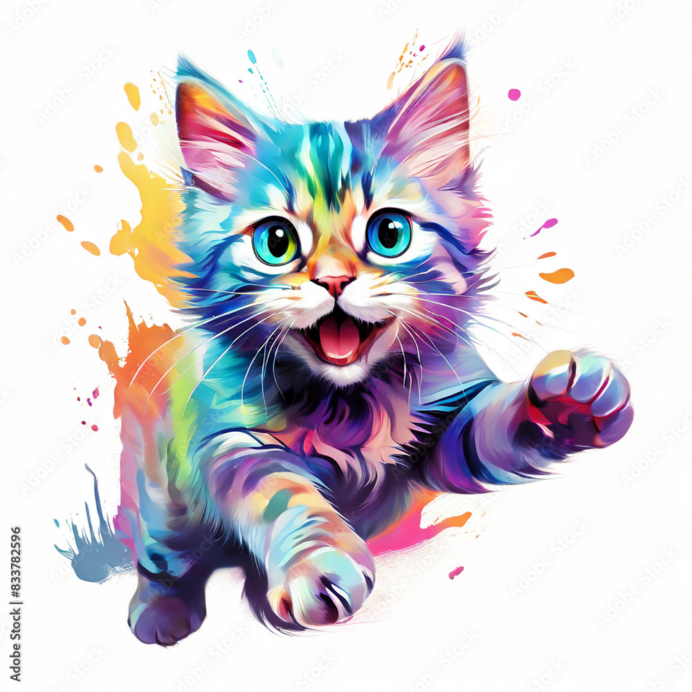 Fototapeta premium Abstract Cat Design: Overlapping Shapes and Brilliant Colors