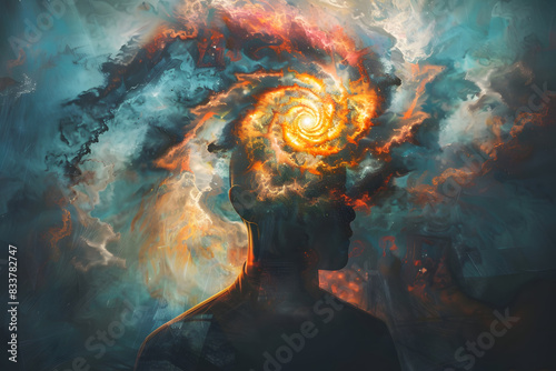 Questioning the nature of reality and existence, pondering the boundaries of perception and consciousness. Concept of metaphysical inquiry and ontological exploration.