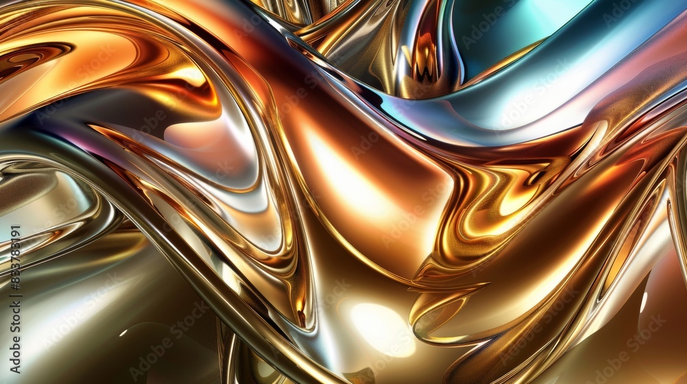 A colorful, shiny, and shiny piece of art with a gold and silver color scheme A colorful, shiny, and shiny piece of art with a gold and silver color scheme
