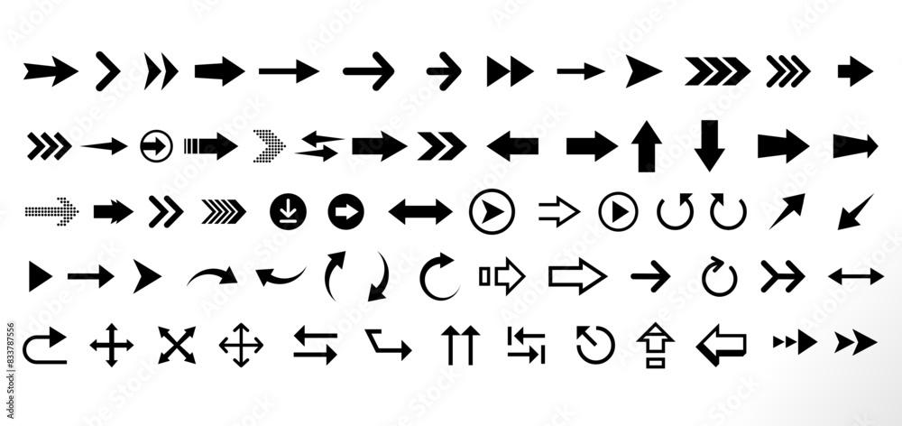vector arrows set on white. large collection of direction or pointer arrows. Arrow vector collection. modern design, simple arrow sign collection. vector arrows set on white. large collection of direction or pointer arrows. Arrow vector collection. modern design, simple arrow sign collection.
