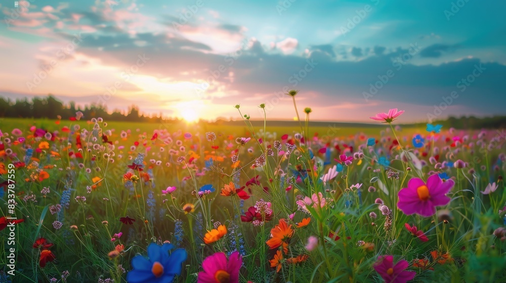 Vibrant Rainbow-Colored Flower Field on Pride Day Vibrant Rainbow-Colored Flower Field on Pride Day