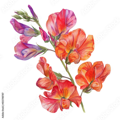 A colorful bouquet of lilies and other flowers in vibrant hues of pink, red, orange, and yellow, isolated against a simple background © kanyarat